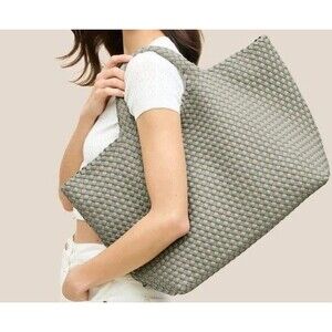 NAGHEDI Tote  ST. BARTHS  Olivo Green(OLEA)  LARGE TOTE Mesh Braided WITH POUCH